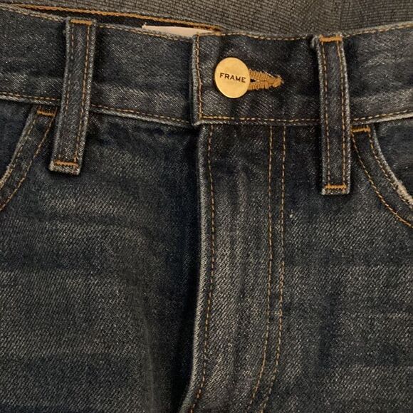 Frame Denim Mini Skirt with Raw Staggered Hem and Side Stripe/Fringe. Size 25. - Picture 6 of 8